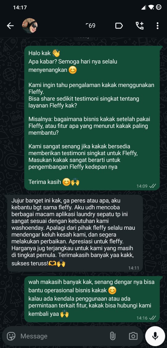 Percakapan WhatsApp dengan pengguna Fleffy, 3 dari 5